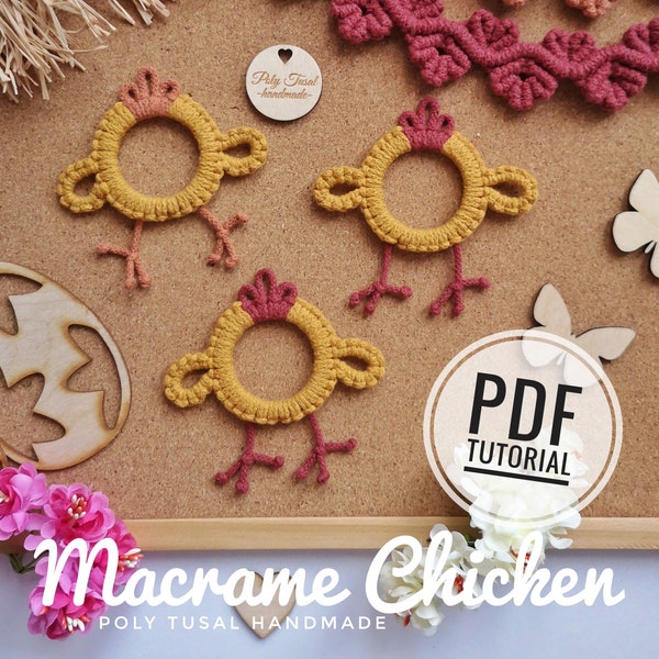 Macrame Chicken Pattern| Easter DIY Tutorial | Thanksgiving turkey Craft for beginners| Cute Spring Bird| Poly Tusal Step by Step PDF Guide