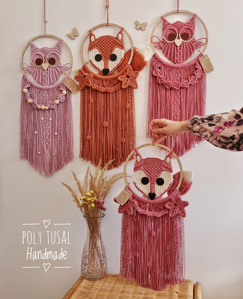 Macrame Fox Pattern PDF Tutorial Forest animal dream catcher DIY Autumn decor English Guide Poly Tusal masterclass Instant download image 9