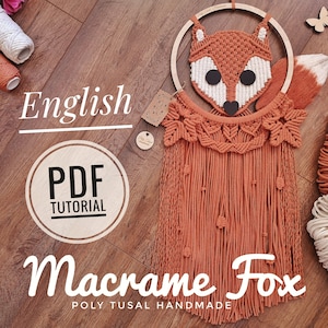 Macrame Fox Pattern PDF Tutorial Forest animal dream catcher DIY Autumn decor English Guide Poly Tusal masterclass Instant download image 1