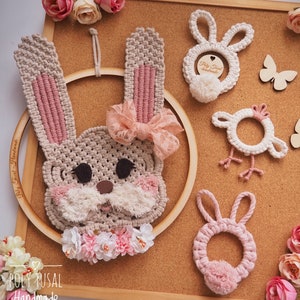 Tutorial PDF Macrame Bunny Easter Rabbit DIY Pattern Cute Pendant Keychain Beginner friendly masterclass Instant Download Poly Tusal image 10