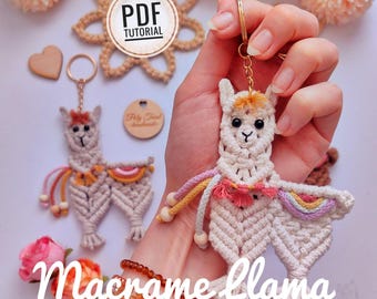 Macrame Llama Keychain PDF Tutorial, Alpaca Pendant pattern, Digital Download, Printable Guide, Poly Tusal Handmade
