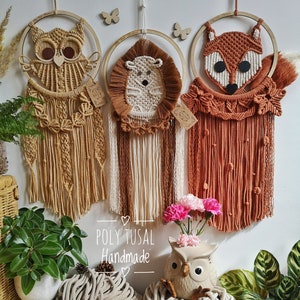 Macrame Fox Pattern PDF Tutorial Forest animal dream catcher DIY Autumn decor English Guide Poly Tusal masterclass Instant download image 10