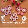 Macrame Butterfly Flower Pattern PDF Tutorial | Cute pedants DIY | Summer car hanger | Beginner Friendly Guide |Poly Tusal Masterclass