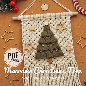 Macrame Christmas Tree PDF Tutorial | Wall Hanging X'mas Pattern | Beginner friendly winter boho decor DIY | Poly Tusal Instant Download