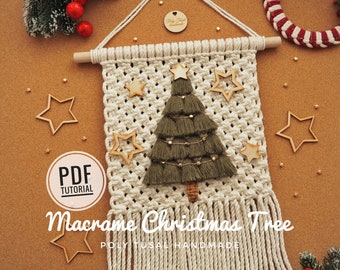 Macrame Christmas Tree PDF Tutorial | Wall Hanging X'mas Pattern | Beginner friendly winter boho decor DIY | Poly Tusal Instant Download