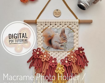 Makramee Fotohalter PDF Anleitung: Floraler Wandbehang für Anfänger (Digitaler Download)