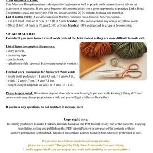 Macrame Pumpkin Pattern PDF Tutorial Easy Halloween DIY Digital