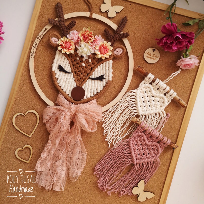 Tutorial PDF Macrame Heart Hanger Valentines Pattern Wedding love decoration DIY Car charm Poly Tusal Step by step digital guide image 3