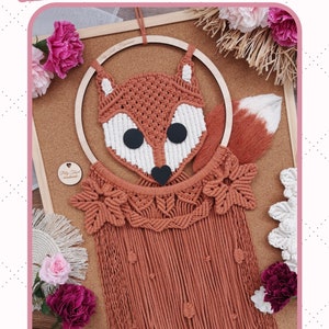 Macrame Fox Pattern PDF Tutorial Forest animal dream catcher DIY Autumn decor English Guide Poly Tusal masterclass Instant download image 2