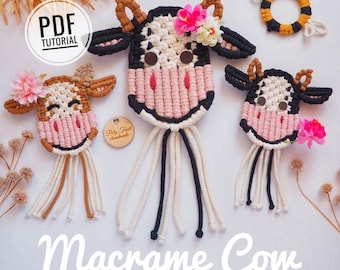 Macrame Cow Tutorial, Bull PDF Pattern, Farm Animal DIY Guide, Poly Tusal Digital Masterclass