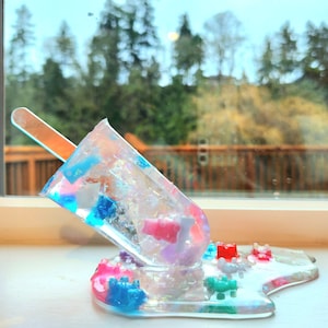 Gummy Bear melting popsicle - gummy bear ice cream/ pop art 3D mini resin gummy bear/ summer decor/ ring holder/ spring gift/ kawaii/ cute