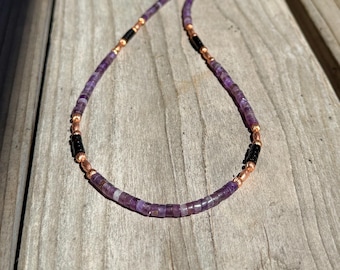 Copper Amethyst Black Onyx Necklace G198