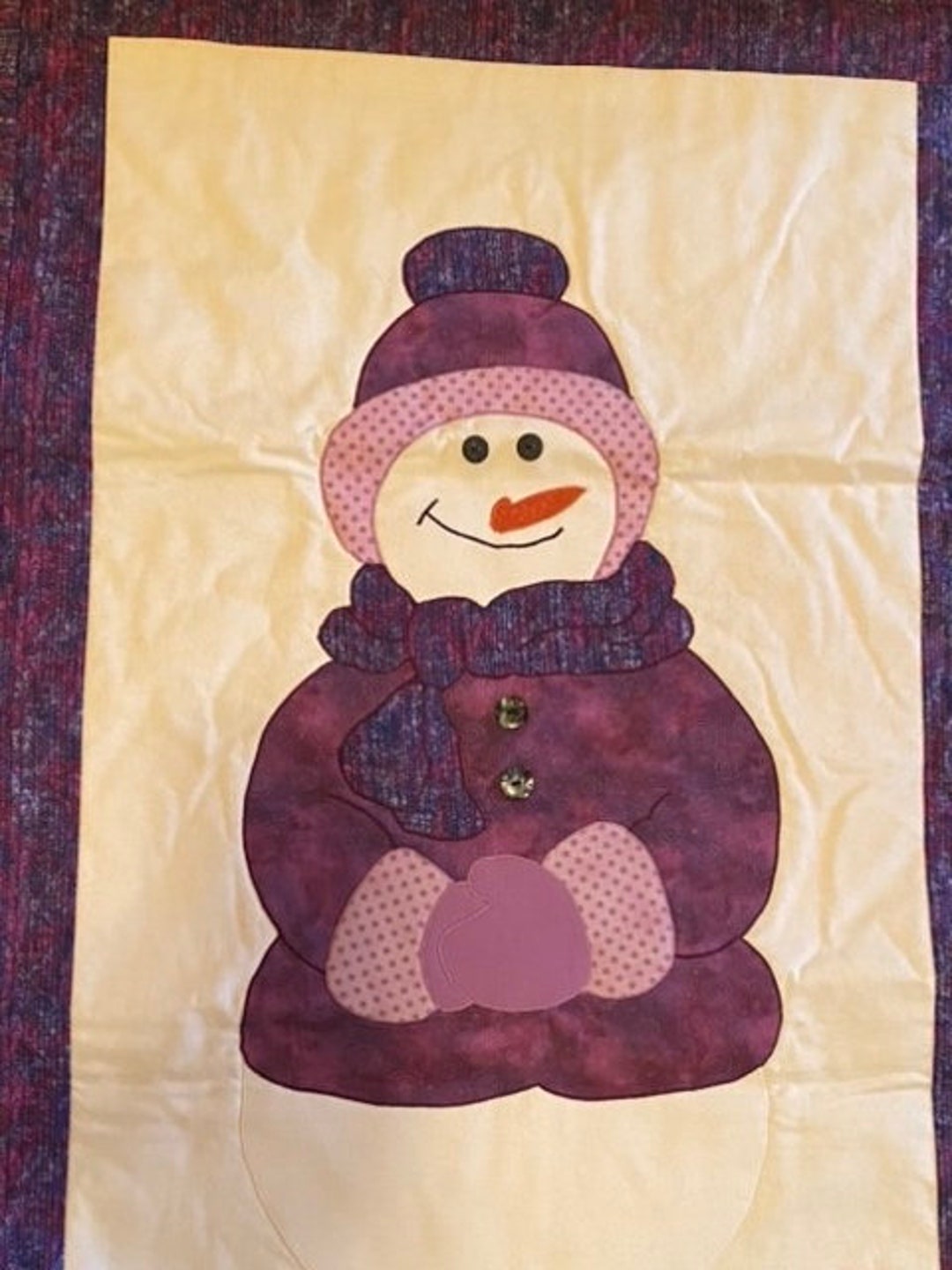 Handmade Christmas Quilt Wall Hanging Winter Snowman Etsy