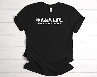 Muslim Life Font Graphic T-shirt, Islamic gift, Islamic fashion, Religious shirt, Muslim tshirt, Faith T Shirt, Ramadan gifts, Halal Fashion