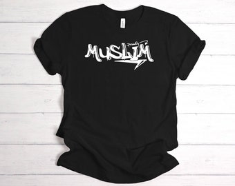 Camiseta com fonte muçulmana, moda islâmica, presente religioso