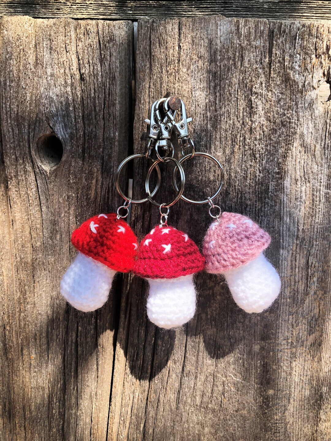 Mushroom Keychains Crochet Mushroom Etsy