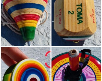 Traditional Mexican Toys Hand Painted Wooden Yo-Yos Kids Birthday Gift KV 