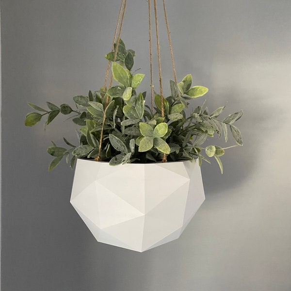 8 Inch Hanging Indoor/Outdoor Geometric Planter.3D printed. Modern, Farmhouse, Minimalist, Boho Pot. Gift for Her. Gift for Mom.