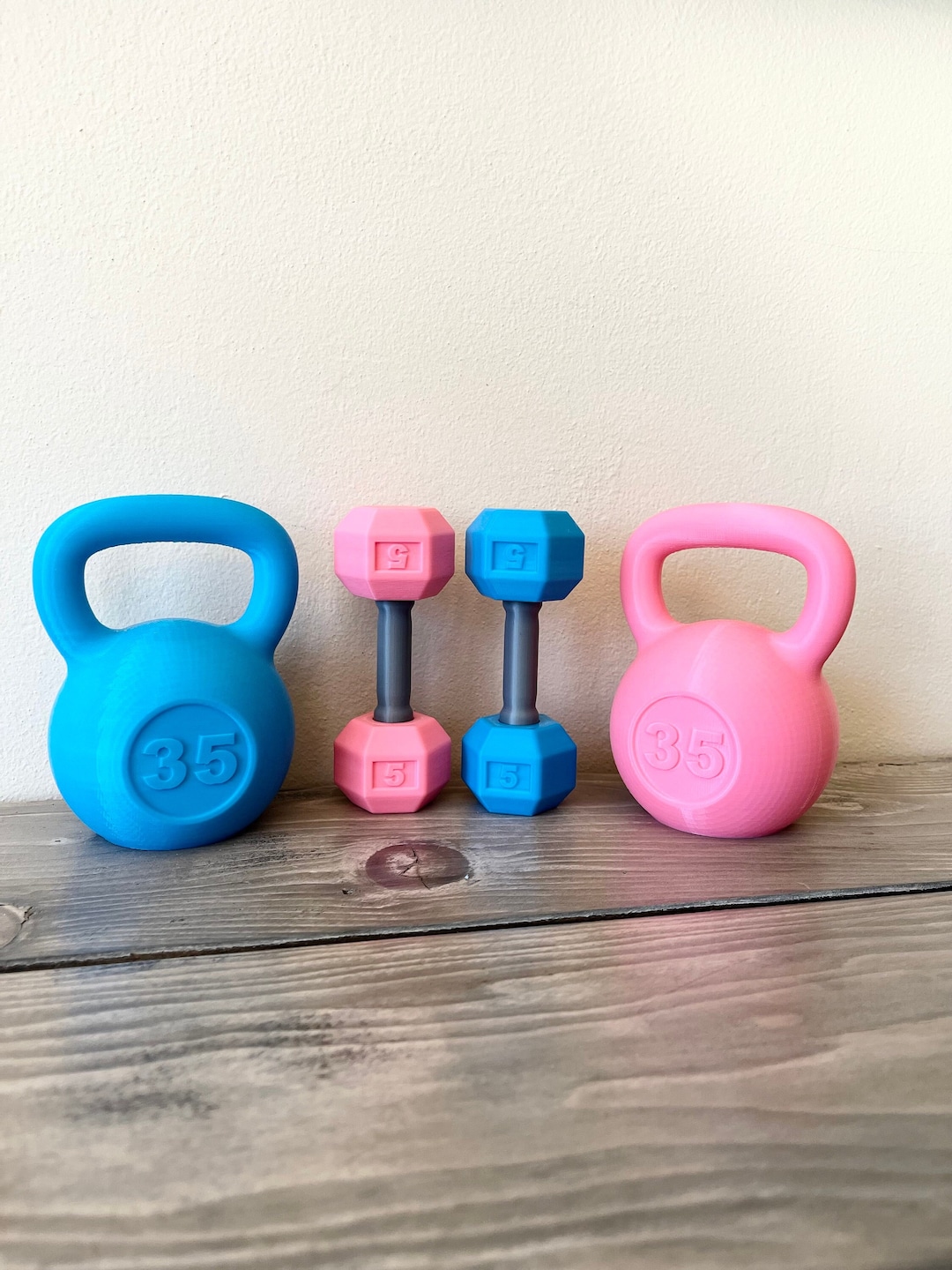 Gender Reveal Mini Kettlebell and Dumbbell SET, Perfect for Gender