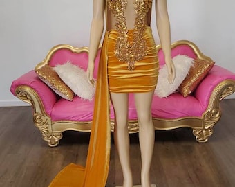 SASHAY Gold Rhinestone Bodice Bling 