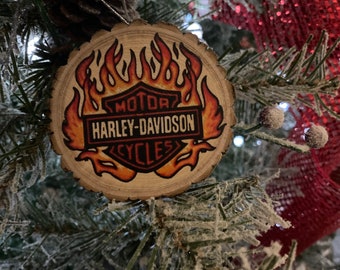 Glas mundgeblasen Weihnachten Harley Davidson Farbiges Kugel Ornament Set 