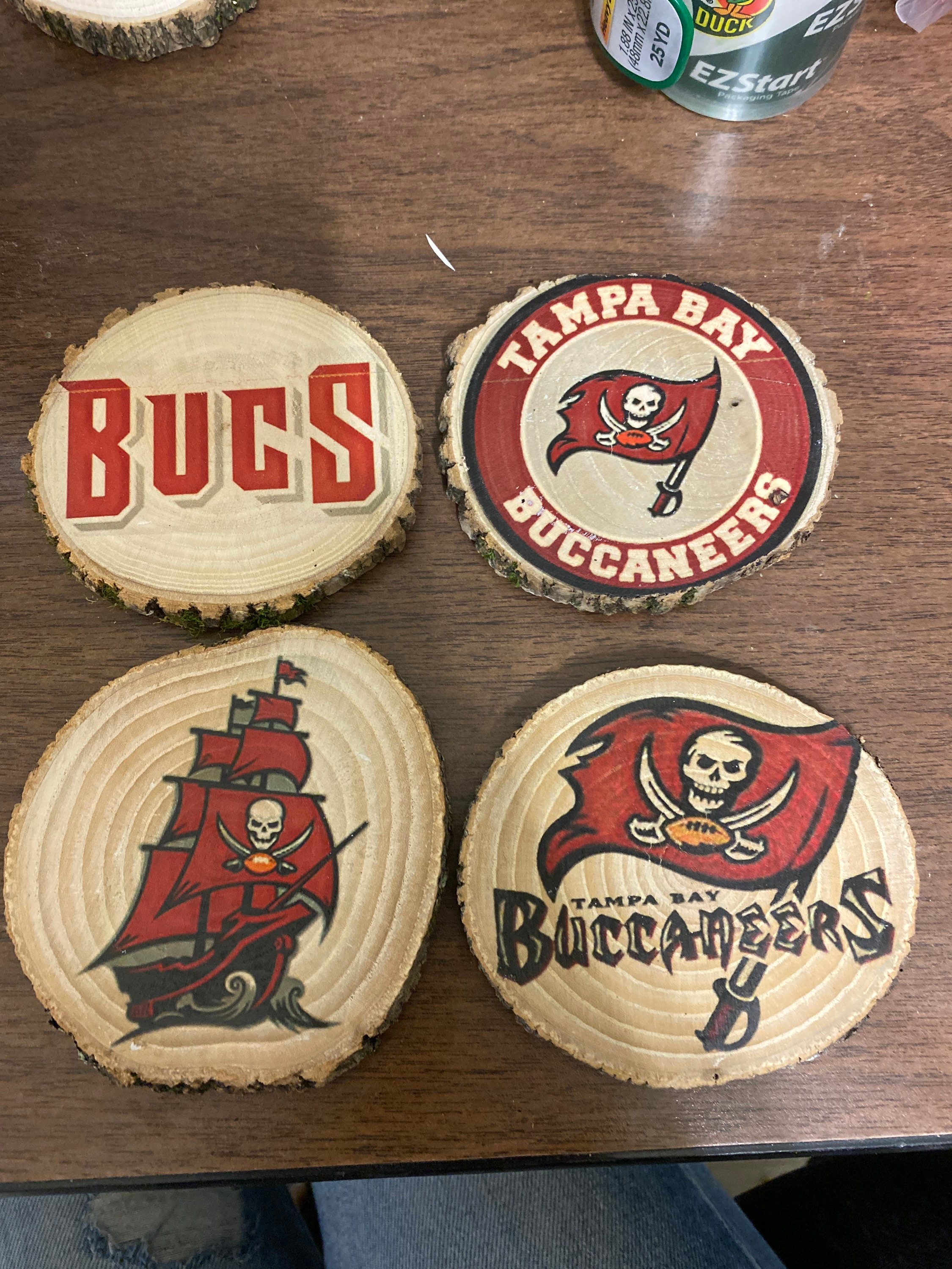 2 PACK TAMPA BAY BUCCANEERS CAR CUP HOLDER COASTERS 2.75 inch SUPER BOWL LV