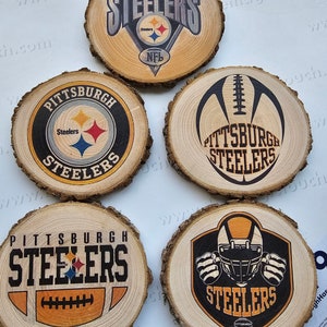Pittsburgh Steelers Coaster Set (4) rustic wood