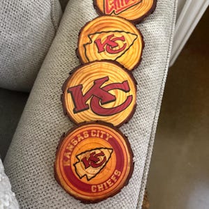 Kansas City Chiefs coasters (shellacked)