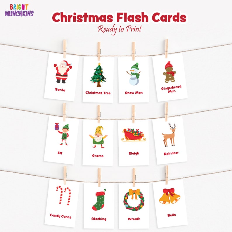 Printable Christmas Flashcards Preschool Flash Cards - Etsy