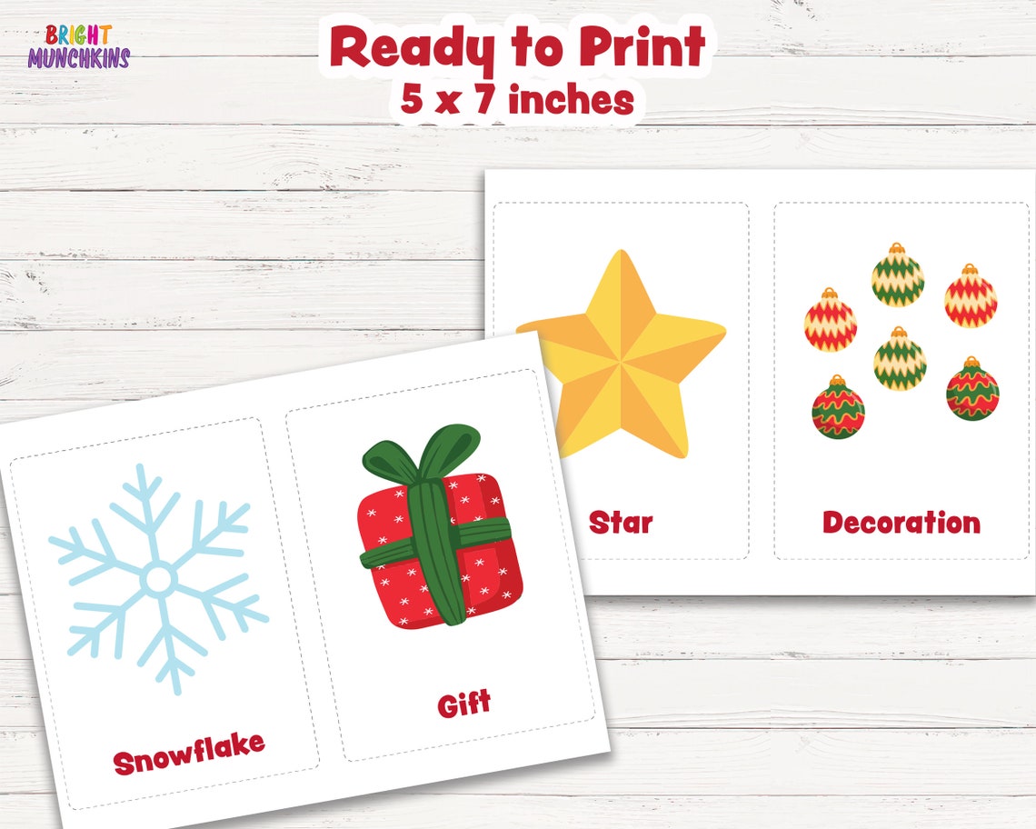 Printable Christmas Flashcards Preschool Flash Cards - Etsy