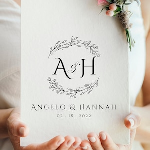 Simple Wedding Logo, Floral Wedding Monogram Logo, Editable Custom Logo, Dance Floor Floral Logo, Elegant Premade Logo, INSTANT DOWNLOAD L3