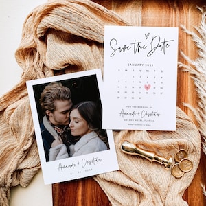Minimalistisch Save the Date mit Kalender-Einladung Druckbare Save the Date Invite Bearbeitbare Einfache, moderne, saubere Hochzeitsansagekarte B1