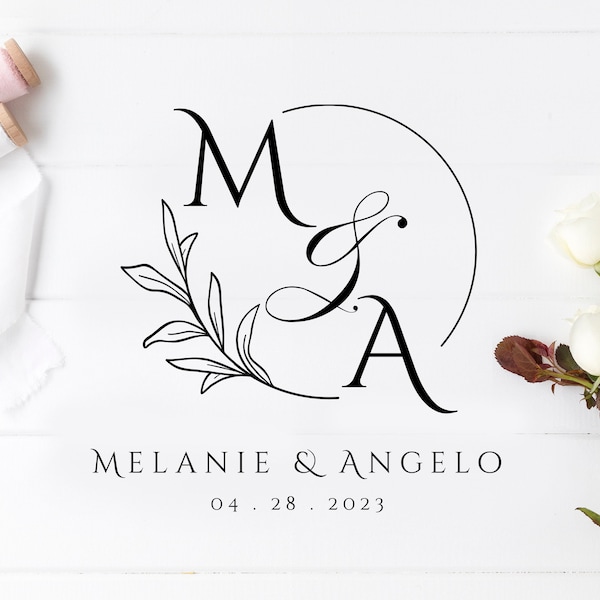 Simple Wedding Logo, Floral Wedding Monogram Logo, Editable Custom Logo, Dance Floor Floral Logo, Elegant Premade Logo, INSTANT DOWNLOAD L4