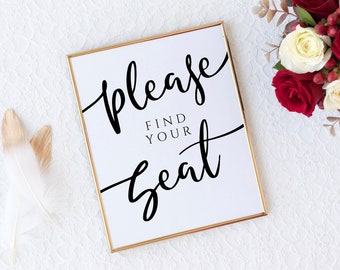 Find Your Seat Sign Printable | Etsy