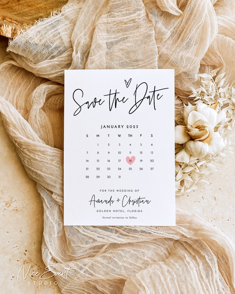 Minimalist Electronic Save the Date with Calendar, Electronic Invitation, Simple Digital Invite, INSTANT DOWNLOAD, Editable Template B1 image 7