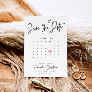 Minimalist Electronic Save the Date with Calendar, Electronic Invitation, Simple Digital Invite, INSTANT DOWNLOAD, Editable Template B1 image 3