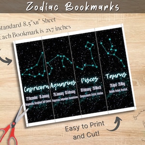 Aquamarine | Zodiac Constellation Bookmark | Instant Download | Digital | Printable | PDF | Zodiac Set | Astrology Bookmarks
