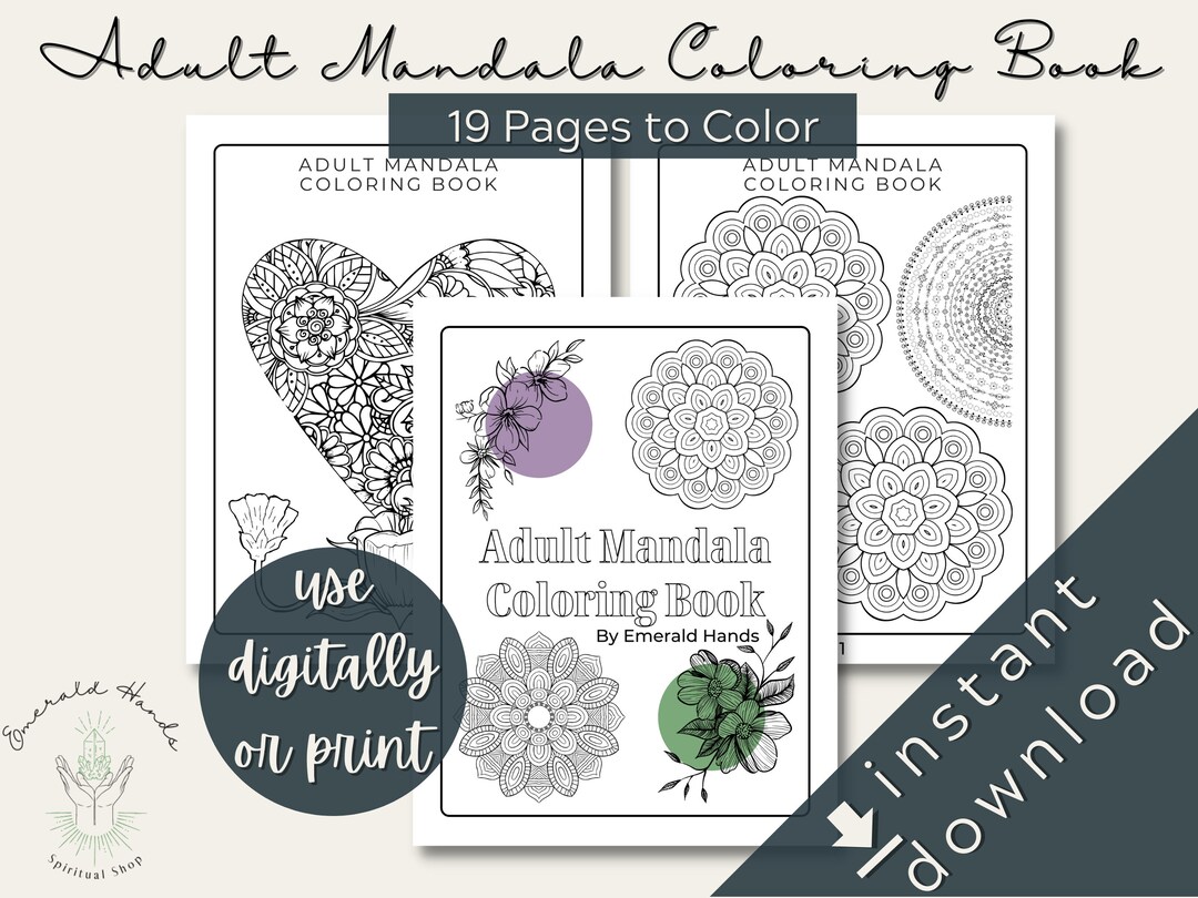 Adult Mandala Coloring Book | Instant Download | Digital | Printable ...
