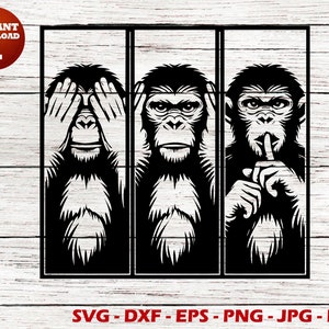 Trois singes de la sagesse SVG ; Voir entendre parler sans mal SVG