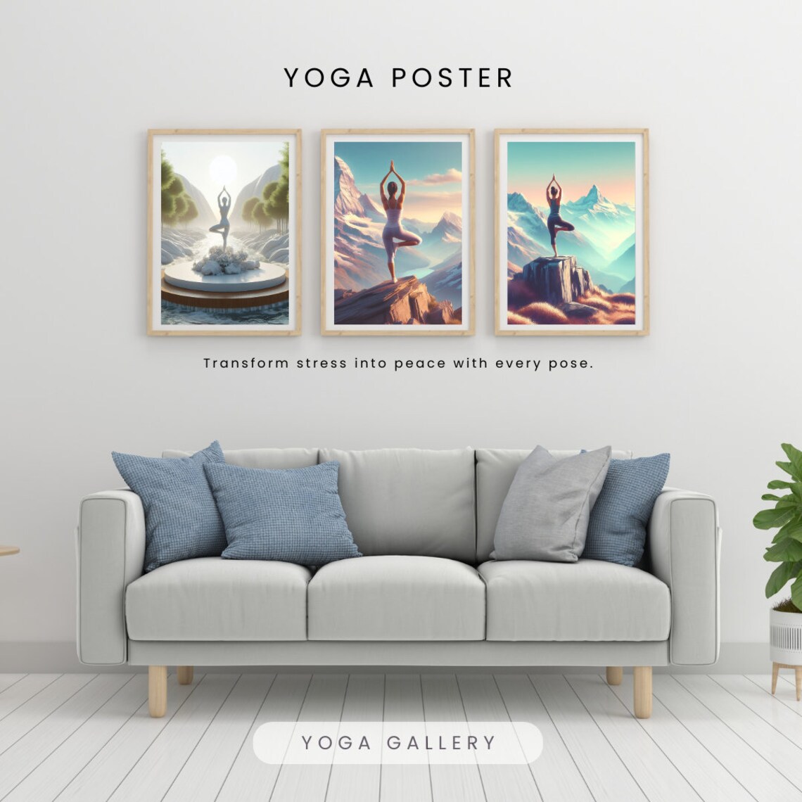 Yoga Pose Poster, Yoga Wall Decor, Yoga Studio Wall Art, Meditation