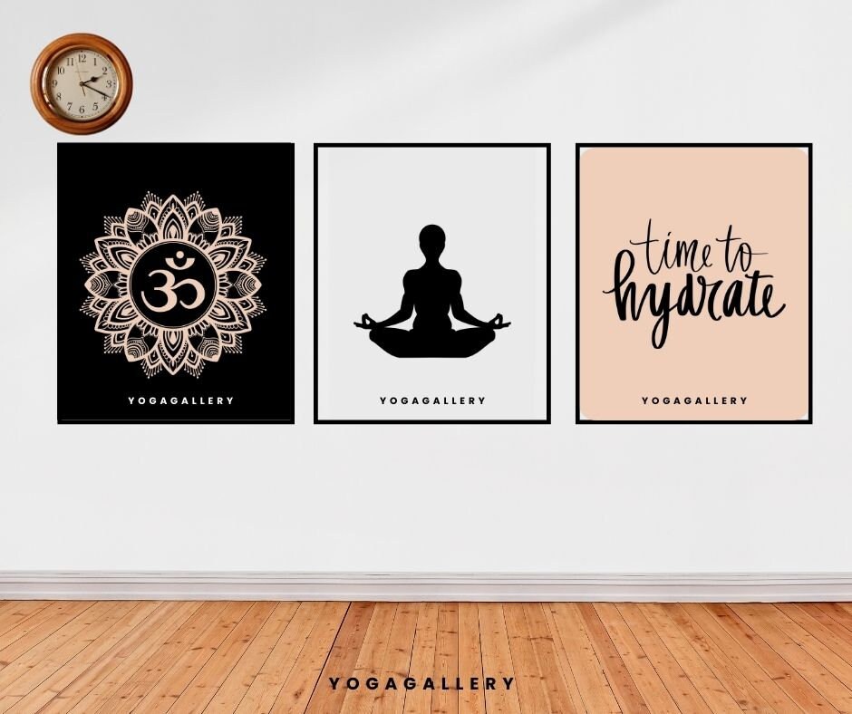 Yoga Poster, Set of 3 Printable Poster, Yoga Art Wall Decor, Yoga Pose Digital Print, Yoga Poses
