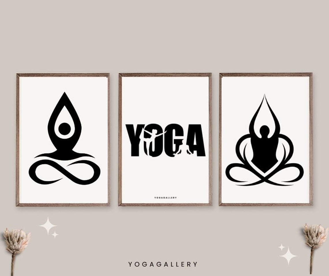 Yoga Poster, Set of 3 Printable Poster, Yoga Art Wall Decor, Yoga Pose Digital Print, Yoga Poses