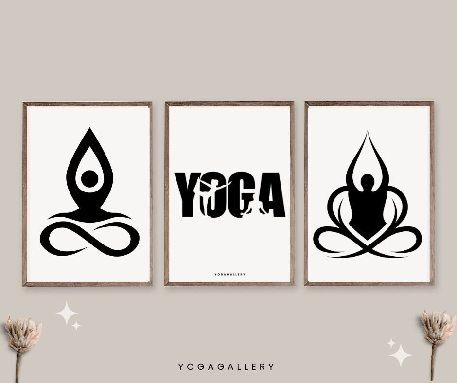 Yoga Poster, Set of 3 Printable Poster, Yoga Art Wall Decor, Yoga Pose