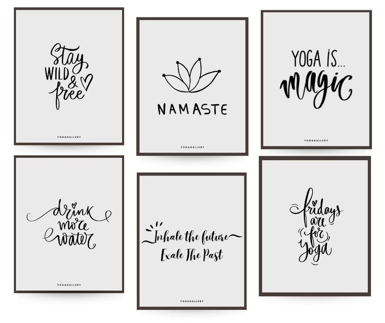 Yoga Poster, Set of 6 Printable Poster, Yoga Art Wall Decor, Yoga Pose