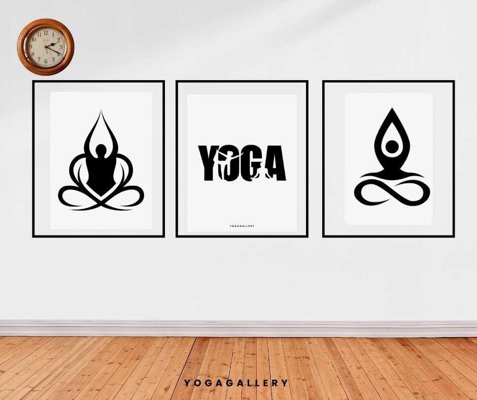 Yoga Poster, Set of 3 Printable Poster, Yoga Art Wall Decor, Yoga Pose