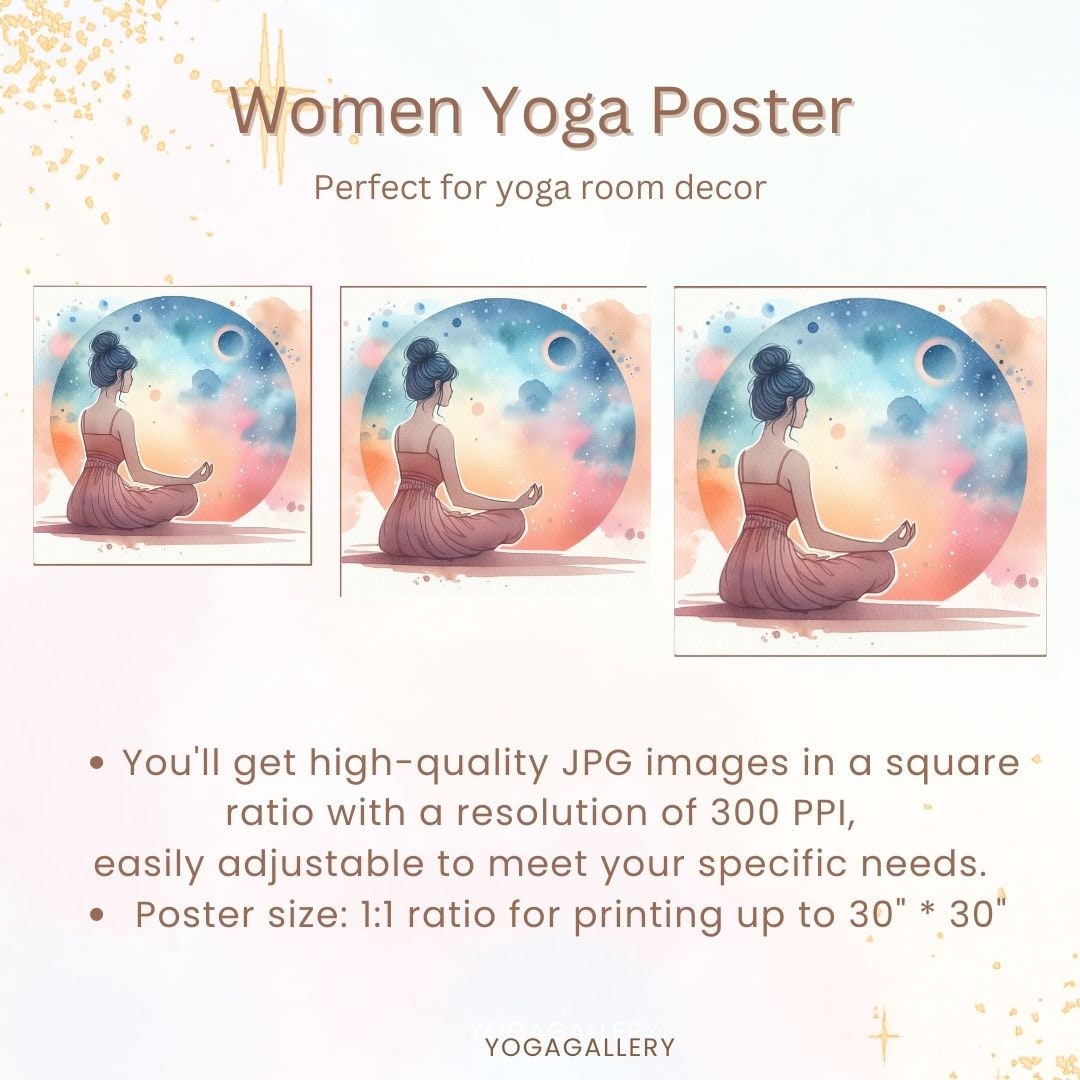 Yoga Pose Poster, Yoga Wall Decor, Yoga Studio Wall Art, Meditation
