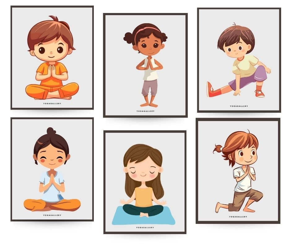 Yoga Poster, Set of 6 Printable Poster, Yoga Art Wall Decor, Yoga Pose