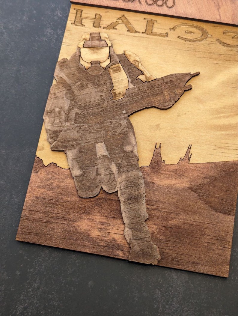 HALO Xbox 360 Wooden Custom Cover Art Game Cover Design Engraved Wooden