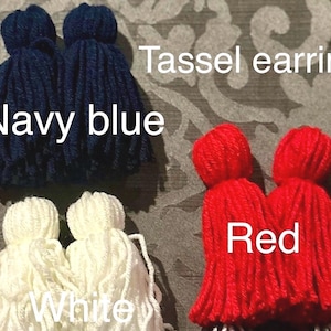 Tassel earrings|yarn earring|dangle earring (1pair)solid color