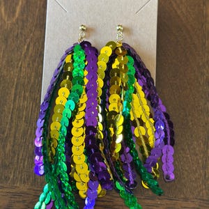 Mardi Gras Sequin Tassel Earrings